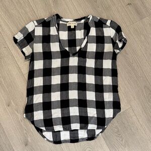 Cloth & Stone Black and White Checkered Blouse